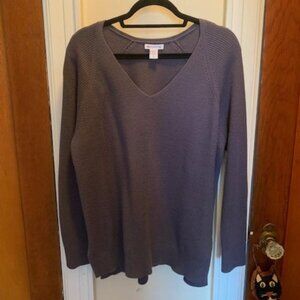 Dusty Purple Ribbed Athleta V-Neck Sweater
